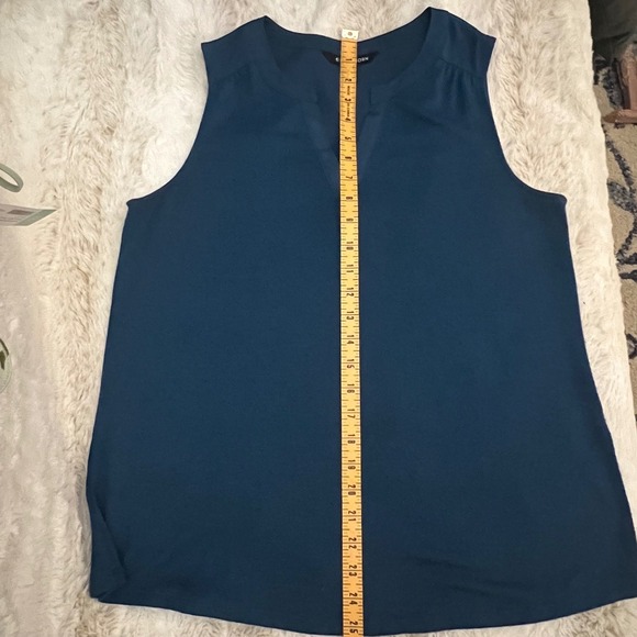 Hawthorn Zariyah Split Neck Mixed Material Knit Top Teal Blue Green, Sz MP - Picture 7 of 7